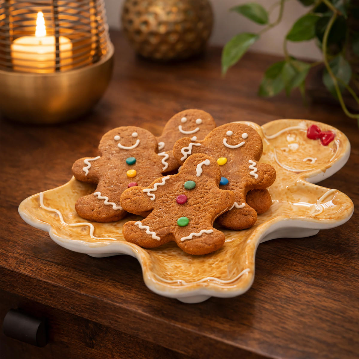 SERVIERPLATTE Lebkuchenfigur Cookie 19/22/3 cm - Beige, Keramik (22/3/19cm) - Home Styling Collection