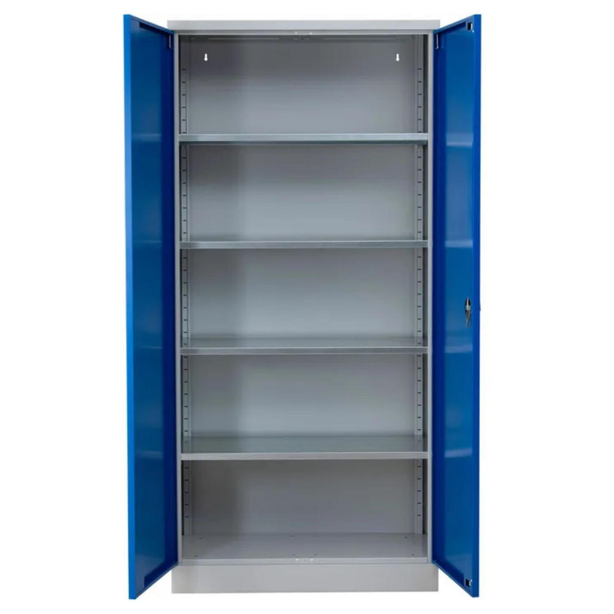 STAHLSCHRANK Bee mit 6 lackierten Fachböden 195x92x60 cm Korpusfarbe Lichtgrau Frontfarbe Enzianblau - Blau, Metall (92/195/60cm)