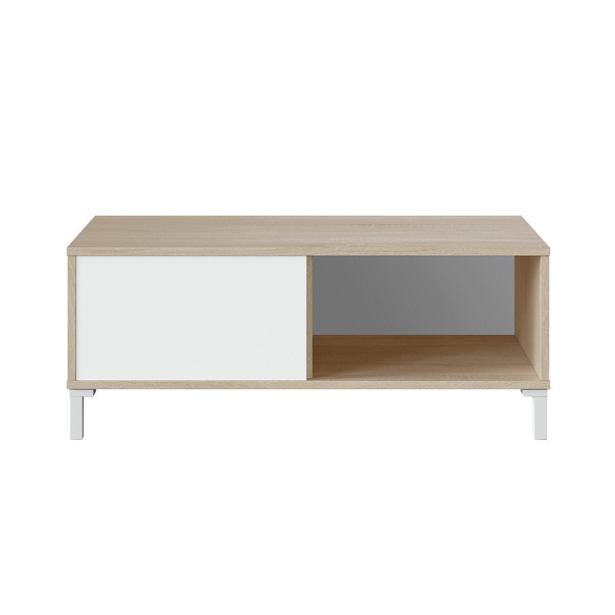 COUCHTISCH mit 2 Aufbewahrungsnischen Brooklyn - L100 cm - Weiß, Holzwerkstoff (50/100/40cm) - Calicosy