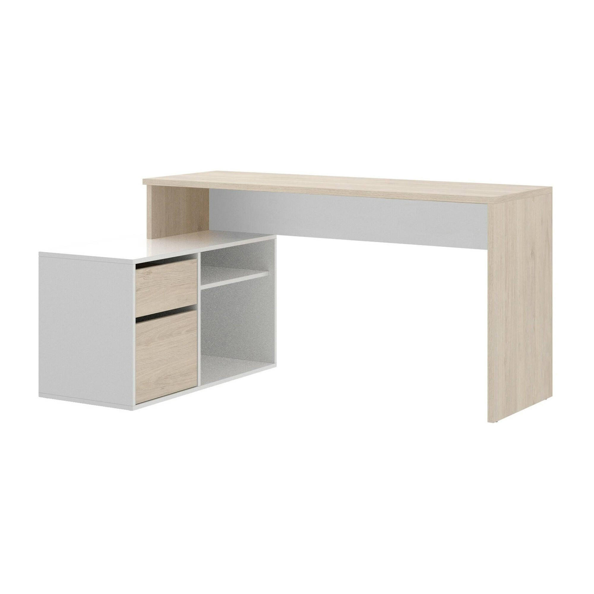ECKSCHREIBTISCH Weiß, Eiche 92/139/75 cm - Eichefarben/Weiß, Holzwerkstoff (92/139/75cm) - DMORA