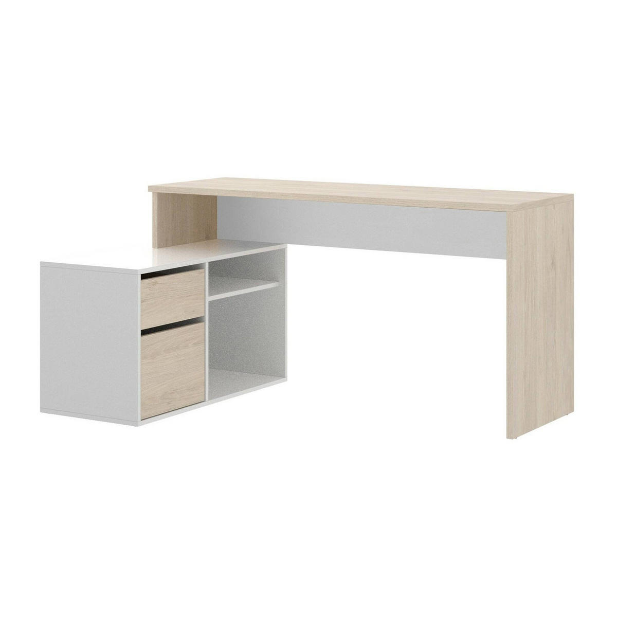 ECKSCHREIBTISCH Weiß, Eiche 92/139/75 cm - Eichefarben/Weiß, Holzwerkstoff (92/139/75cm) - DMORA