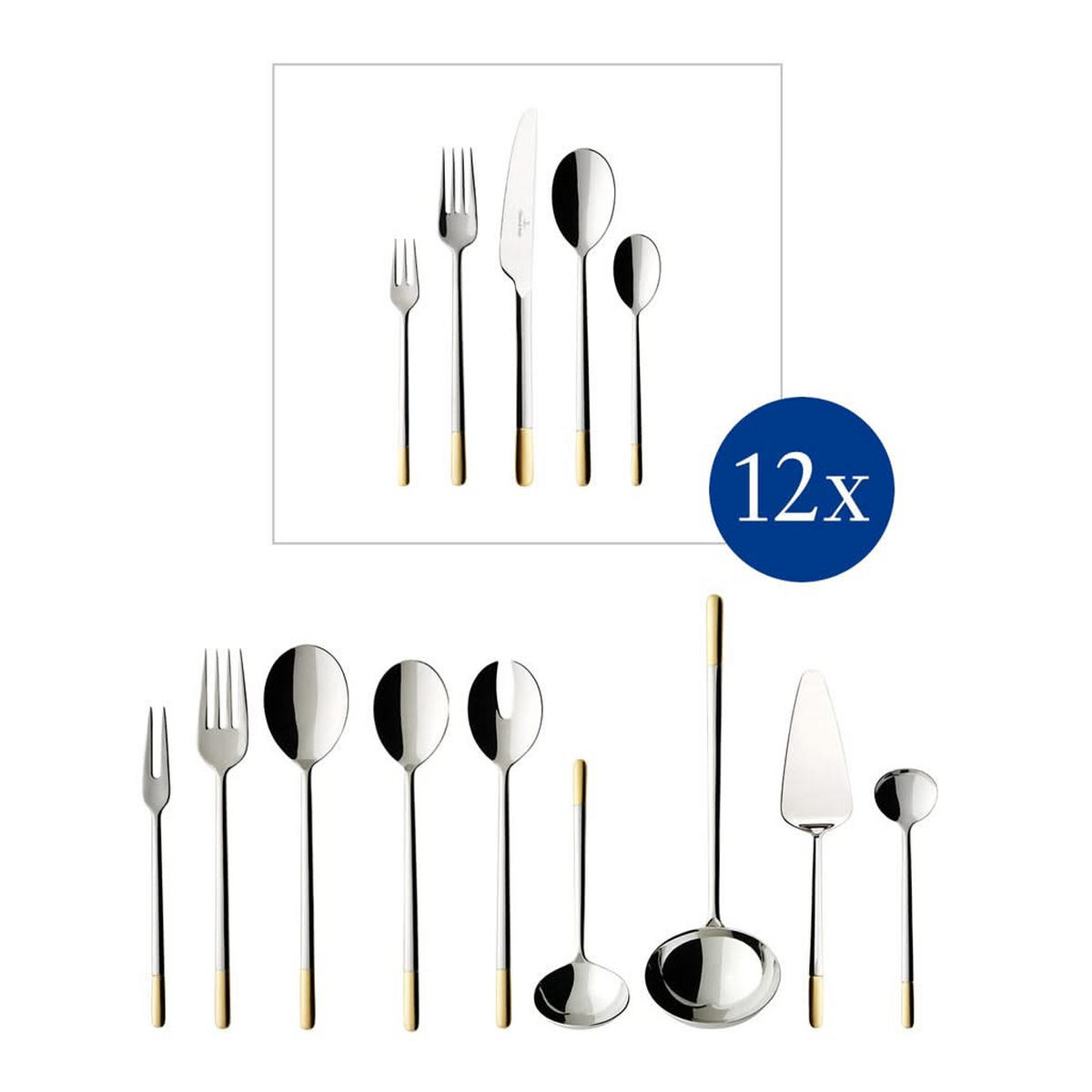 TAFELBESTECK Ella silber-gold 70-tlg. - Silberfarben/Goldfarben, Metall - Villeroy & Boch