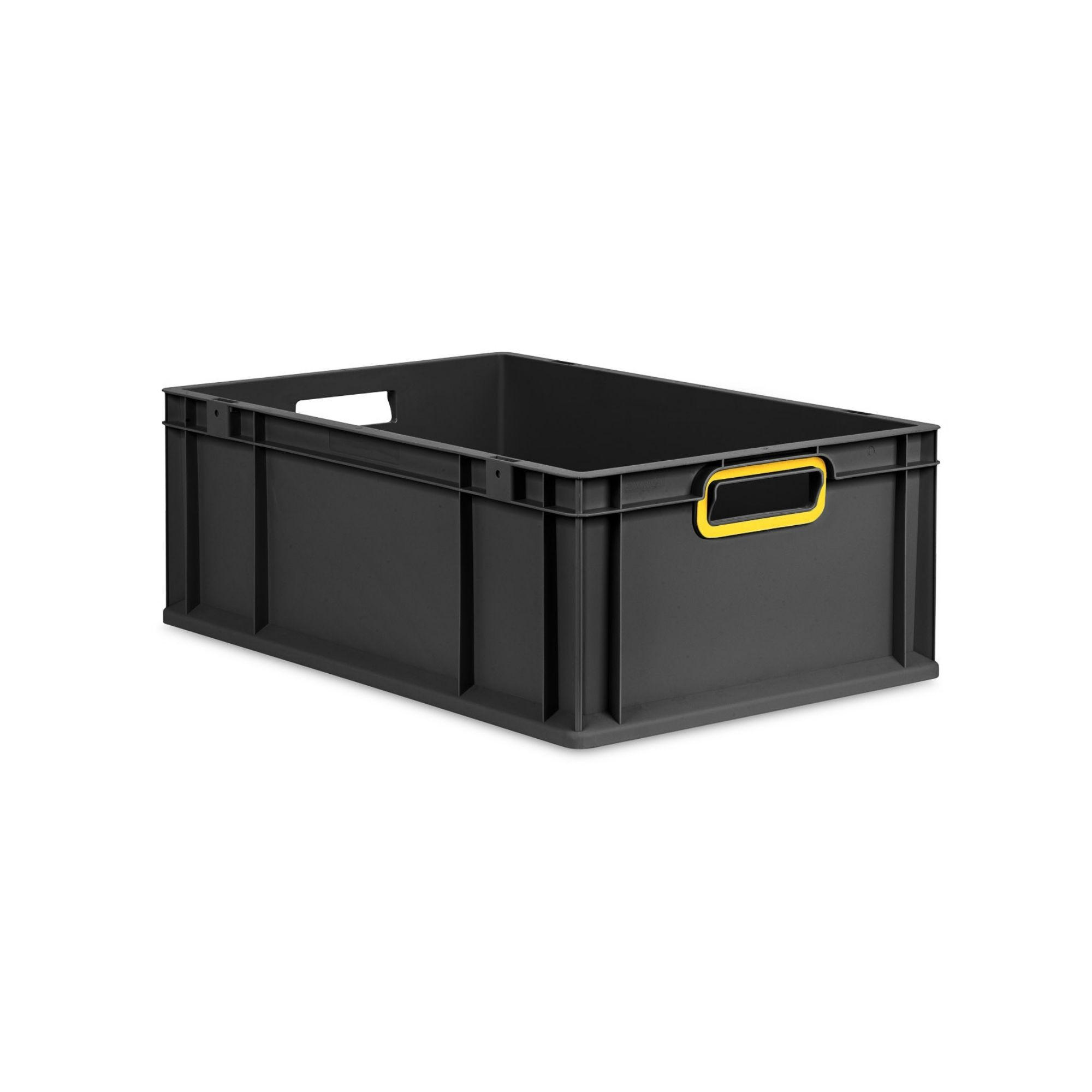 EUROBOX NextGen Color 22x40x60 cm 44 Liter Griffe gelb offen, Schwarz - Gelb/Schwarz, Kunststoff (40/22/60cm) - PROREGAL