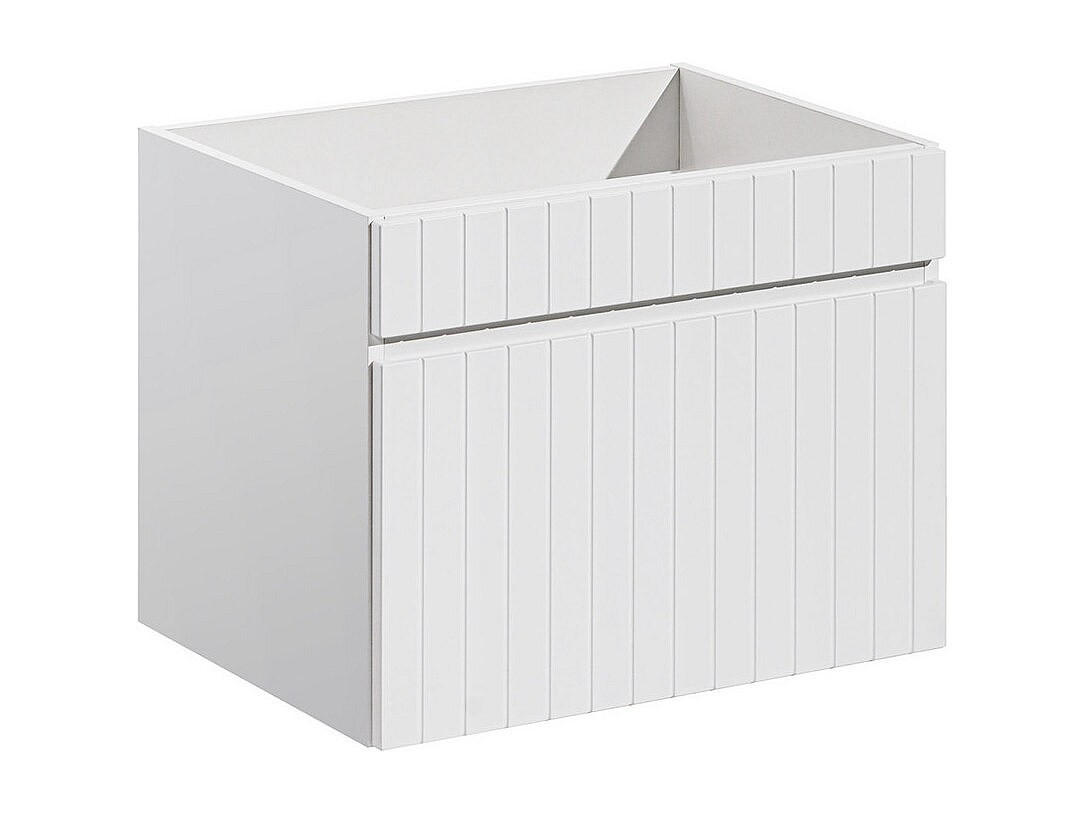 WASCHBECKENUNTERSCHRANK hängend - Streifen-Optik - Weiß - 60 cm - SATARA - Weiß, Holz (60/46/46cm) - Vente-Unique