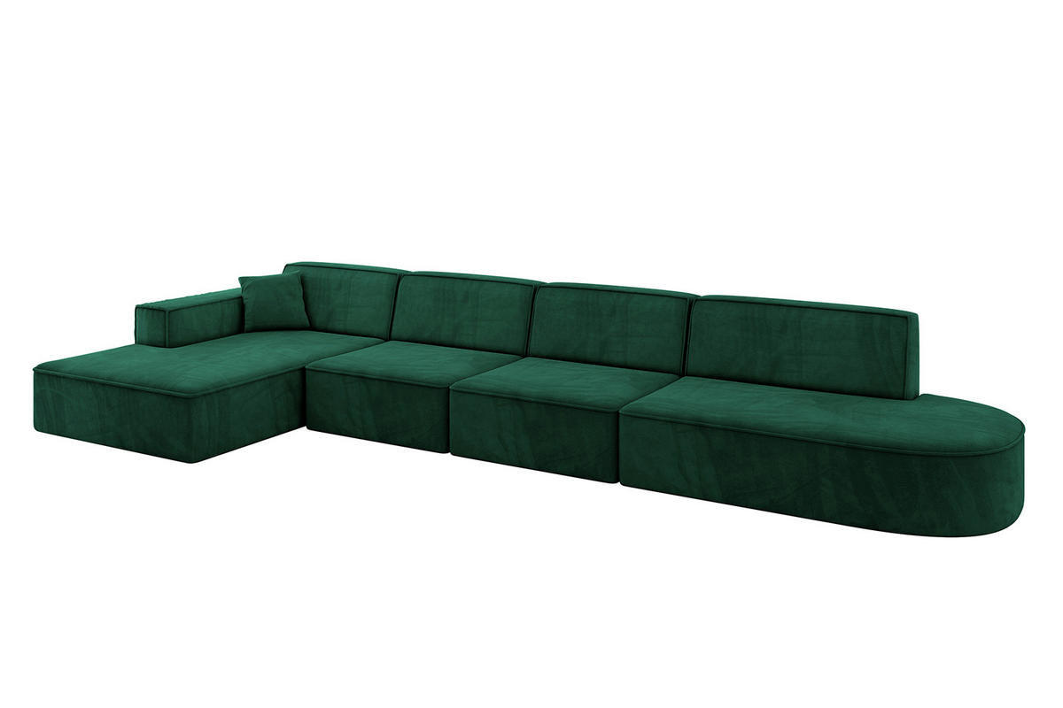 ECKSOFA Ottomane Links IREA-L3-v4 - 413x171x79 cm Grün - Smaragdgrün/Dunkelgrün, Holzwerkstoff/Textil (413/171cm) - ALTDECOR