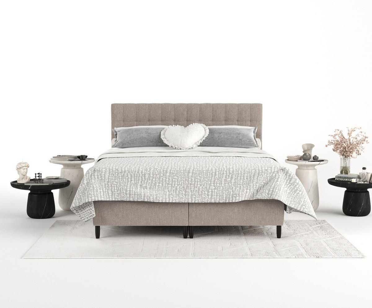 BOXBETT Divine Hellbraun 180/200 cm - Hellbraun/Schwarz, Holz/Holzwerkstoff (180/200cm) - Maison de Reve