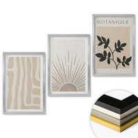 WANDBILDER 3er Set - 40x60 cm Silberner Rahmen - Abstrakte Pflanzenmuster - Silberfarben, Kunststoff (40/60cm) - ArtPrintCave