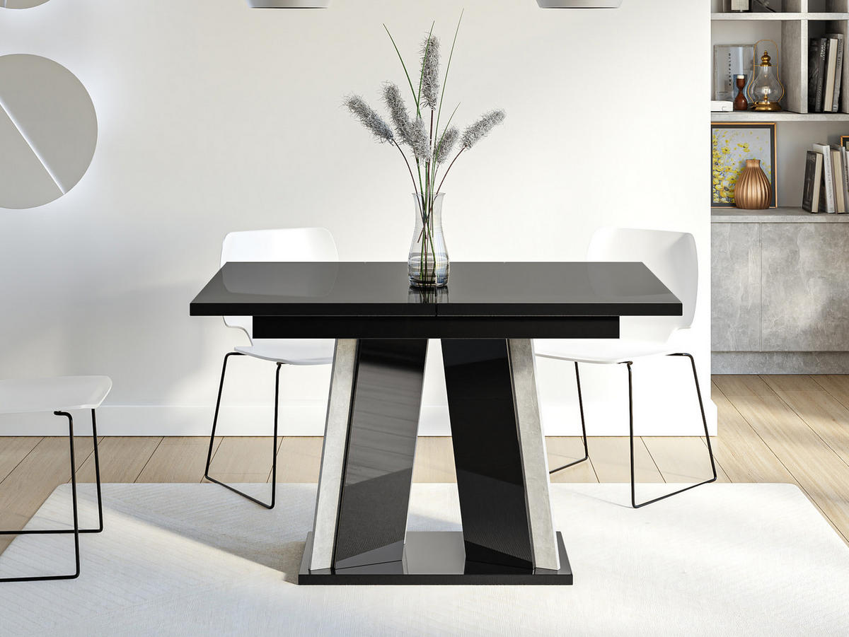 ESSTISCH ausziehbar Doha - Schwarz Hochglanz, Holzwerkstoff (80/120/75cm) - MIRJAN24