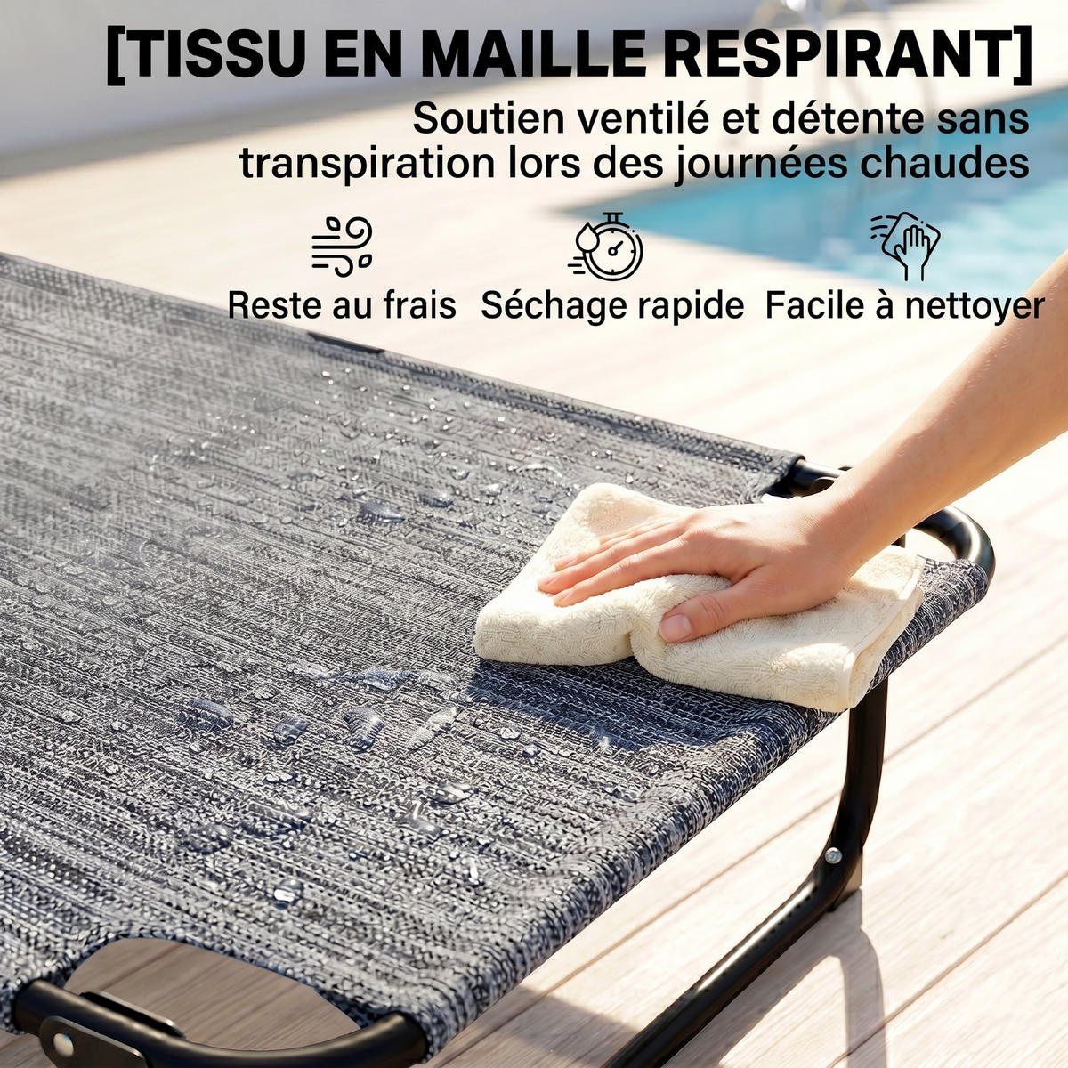 GARTENLIEGE Grau 1 Stück - Grau, Textil (72/89/145cm) - GiPP