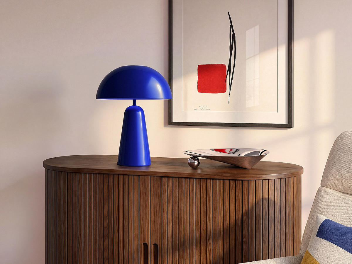 TISCHLAMPE - 39 cm x 39 cm - metall - blau Larkin - Blau, Metall (39/39/52cm) - Vente-Unique