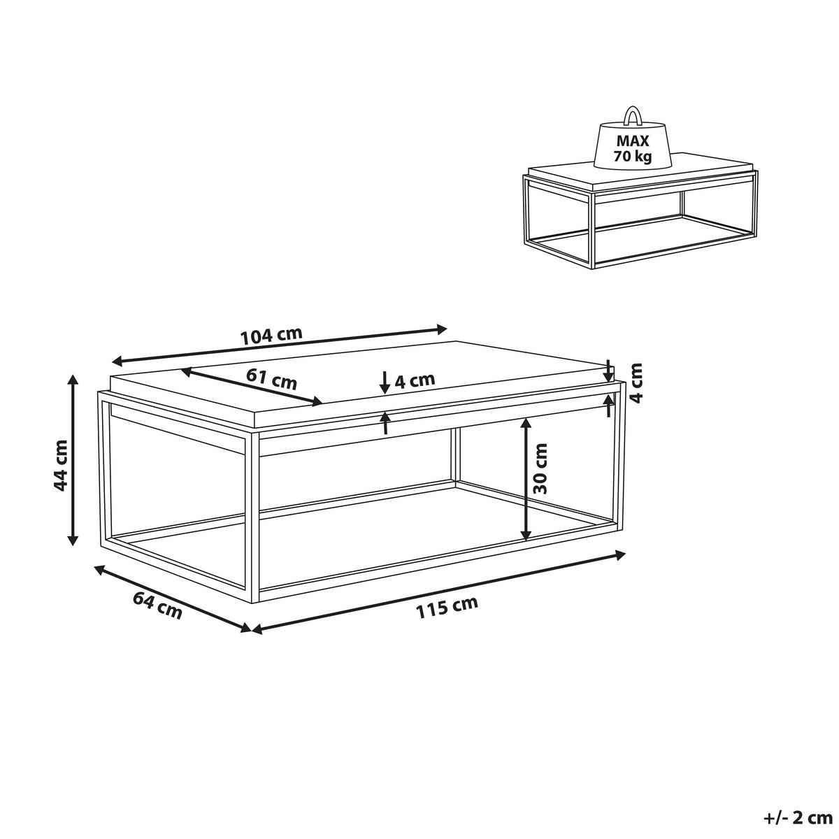COUCHTISCH grau rechteckig Altos - Grau, Holzwerkstoff (64/104/44cm) - Beliani