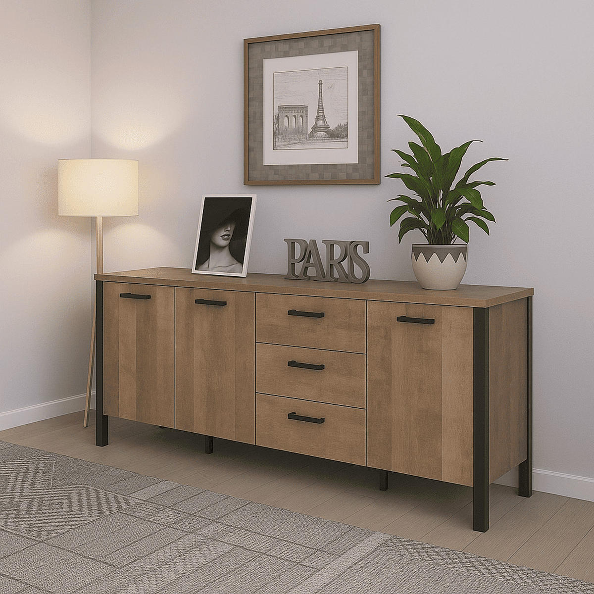 SIDEBOARD Emile Eiche Dekor - Eichefarben, Holzwerkstoff (214/214/86cm) - ebuy24