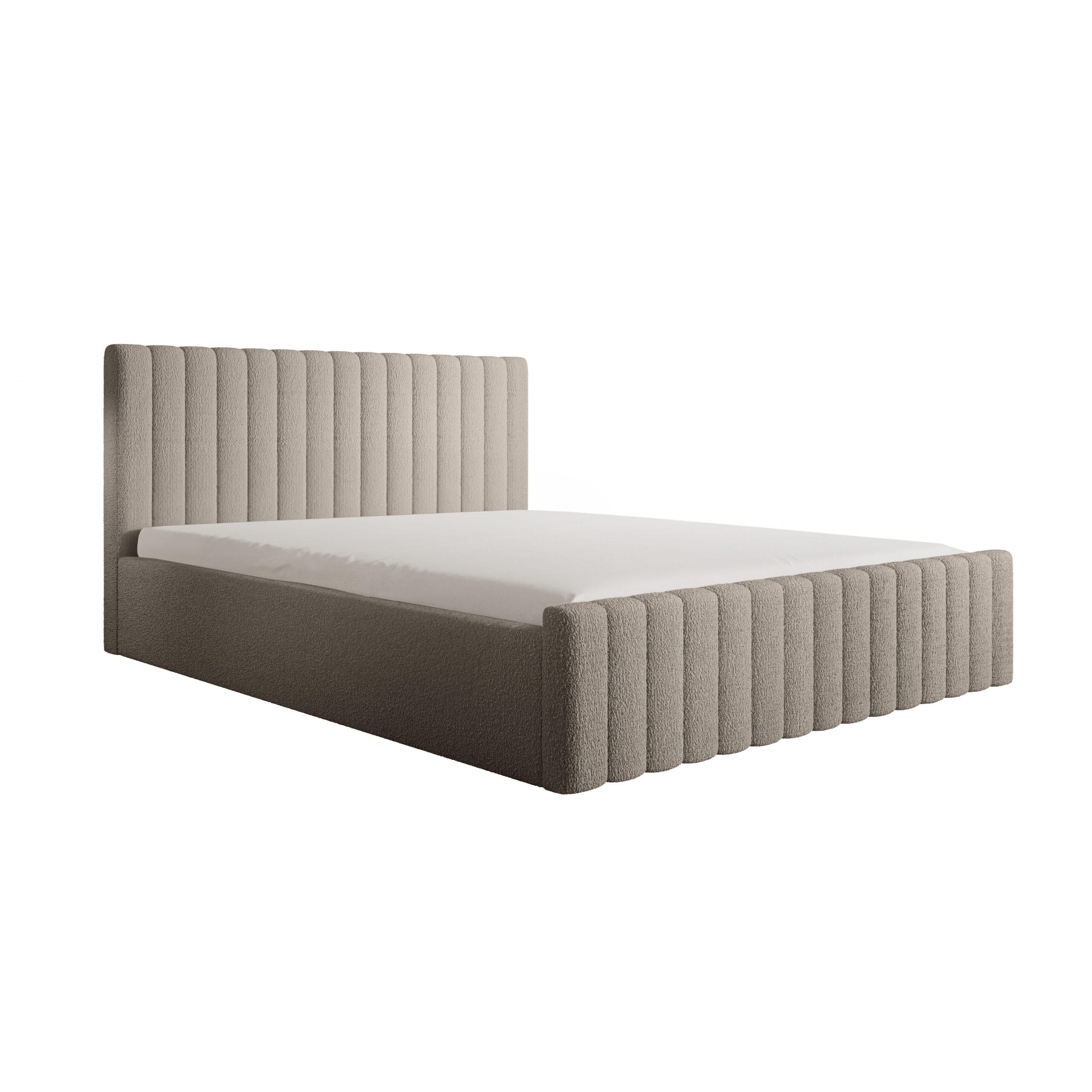 POLSTERBETT Safi 120x200 Beige (Abriamo 3 – Bouclé) - Beige, Holz/Textil (120/200cm) - Fedve