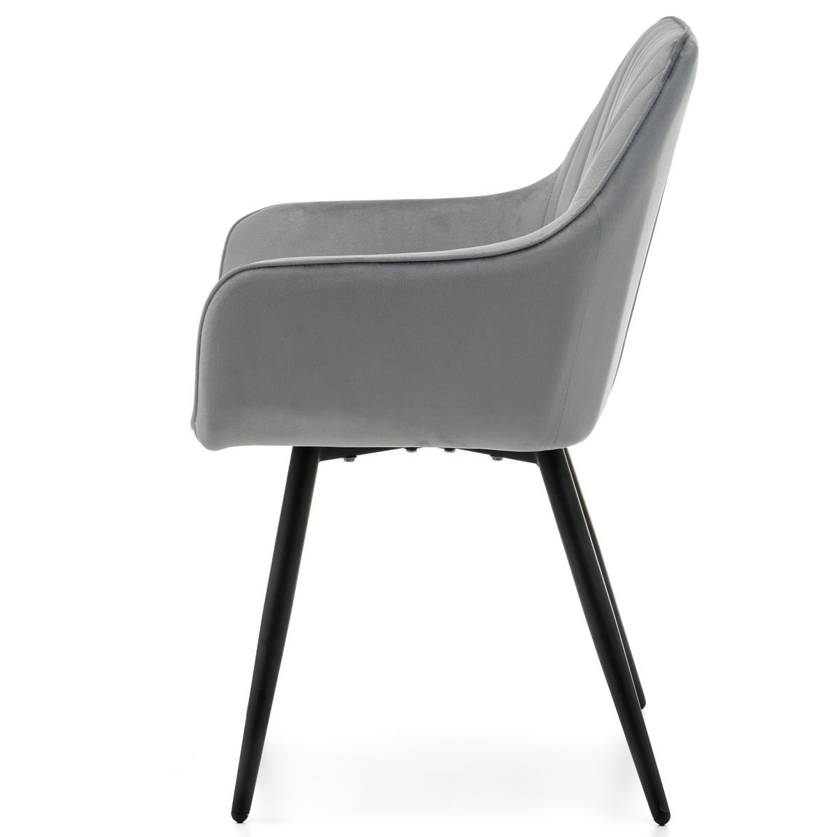 STUHL PASSO gepolstert mit Steppung - hellgrau - Samt Velours - Hellgrau/Schwarz, Textil/Metall (58/87/60cm) - NEW HOME