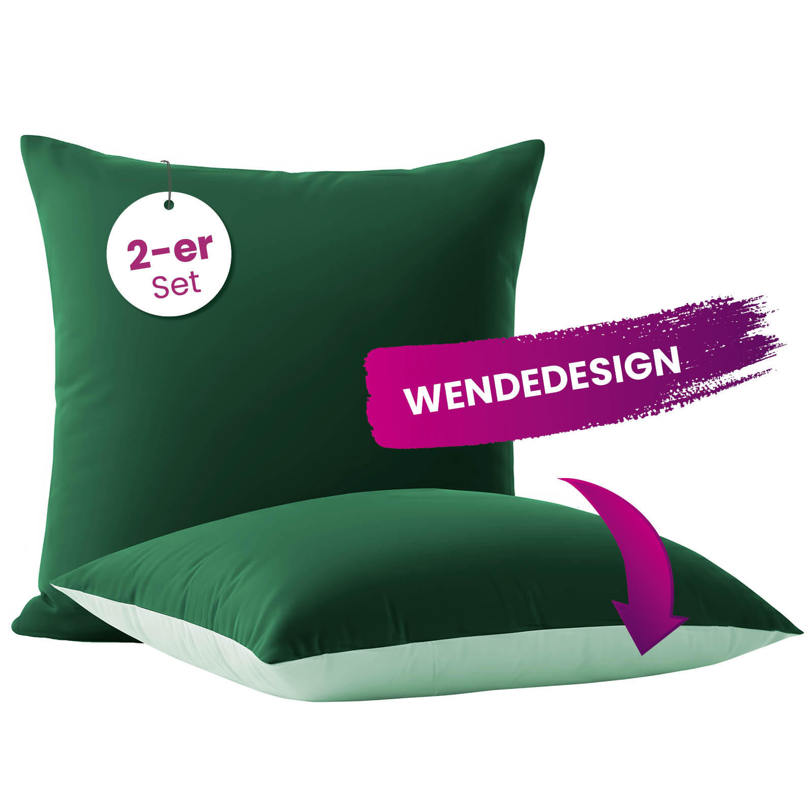 GANZJAHR Kissenhüllen Bi-Color grün 80x80 - Grün, Textil (80/80cm) - wometo