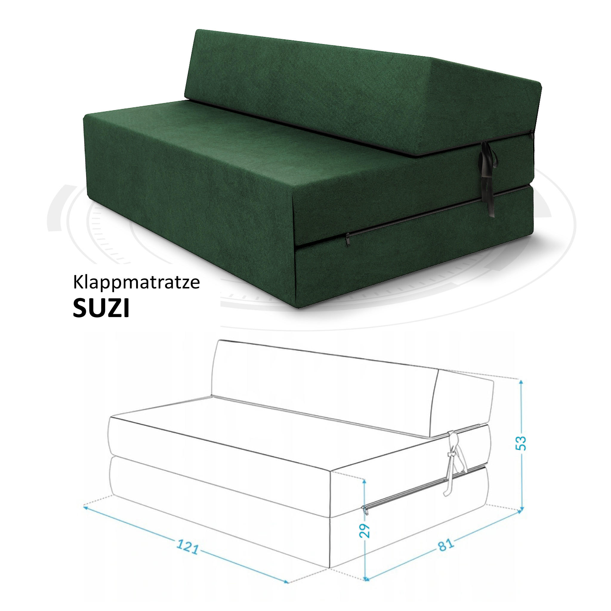 KLAPPMATRATZE SUZI MAXI - Dunkelgrün, Textil (120/200cm) - FDM