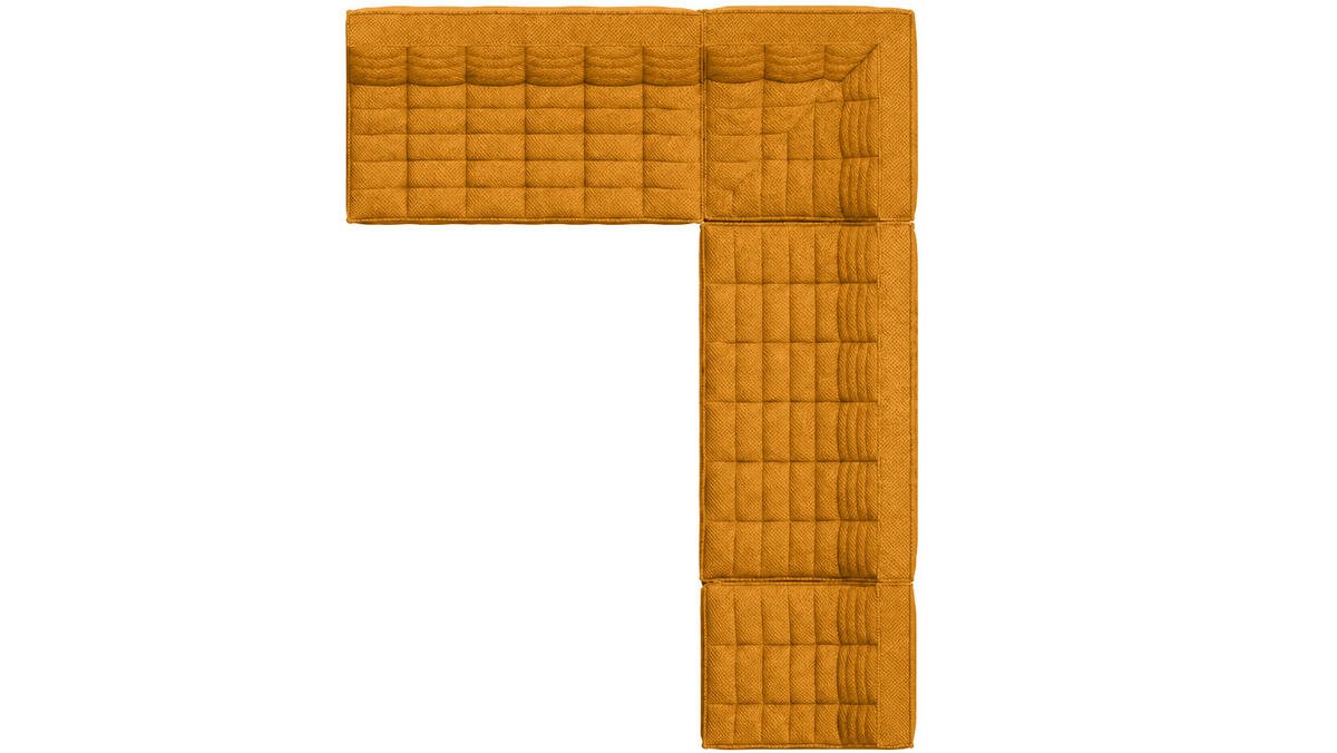 ROHOVÁ SEDAČKA modulární ve tvaru L, plyšová tkanina Pop, Hořčicová, Pravá strana, LAZY L - žlutá, dřevo (333/253cm) - Kaiser Möbel