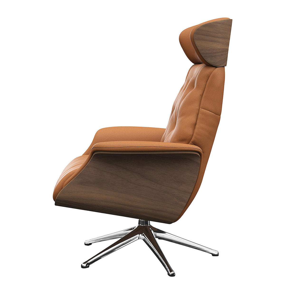 RELAXSESSEL - Echtleder - Chromfarben/Cognac, Leder/Metall (83/118/83cm) - home24