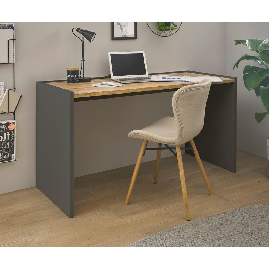 Thumbnail - Furn.Design Schreibtisch, Grau, Eiche Wotan, Holzwerkstoff, Nachbildung,Eiche, Holz Optik, Uni, Rechteckig,Rechteckig, W...