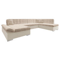ECKSOFA Bergen Premium, Seite: Links - Beige/Silberfarben, Holz/Textil (345/76/205cm) - MIRJAN24