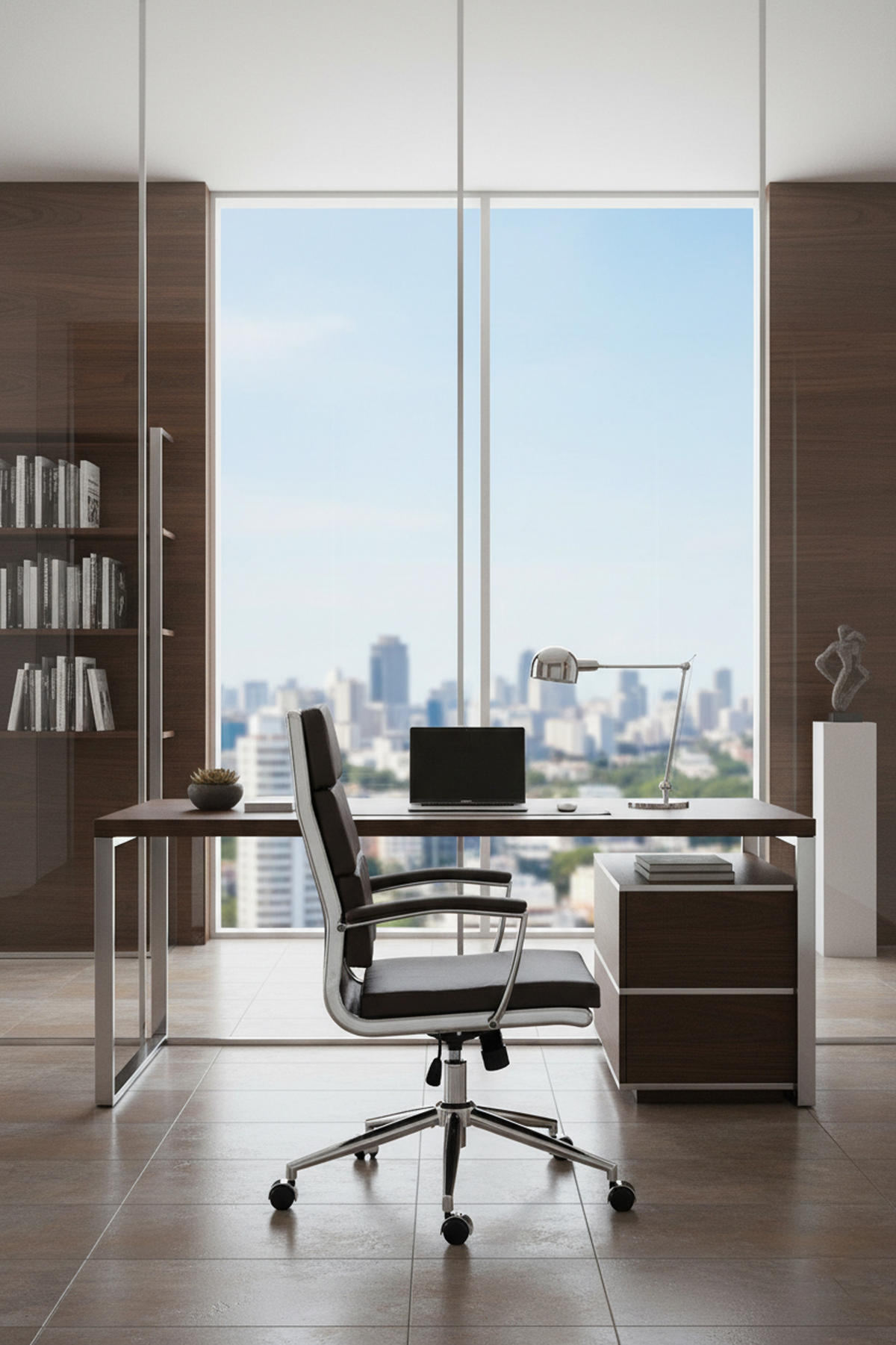 BÜROSTUHL Cyron Kunstleder braun - Chromfarben/Braun, Metall (61/115/65cm) - TPFLiving