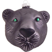 CHRISTBAUMSCHMUCK Pantherkopf Grau 9cm (Glas / 1 Stk.) - Grau, Glas (8/8/8cm) - Krebs Glas Lauscha