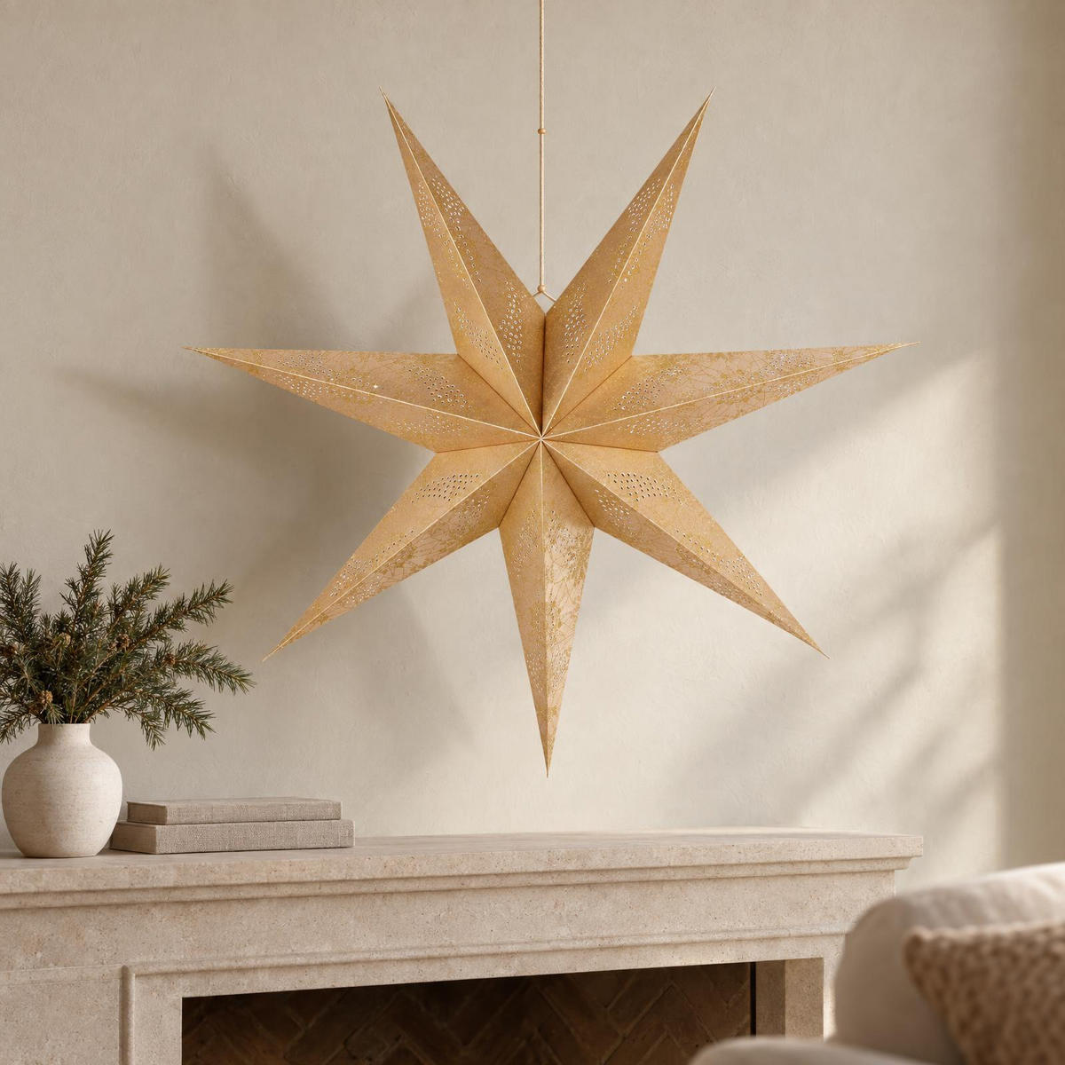 PAPIERSTERN mit 7 Armen 60/15/60 cm - Goldfarben, Papier (15/60/60cm) - Home Styling Collection