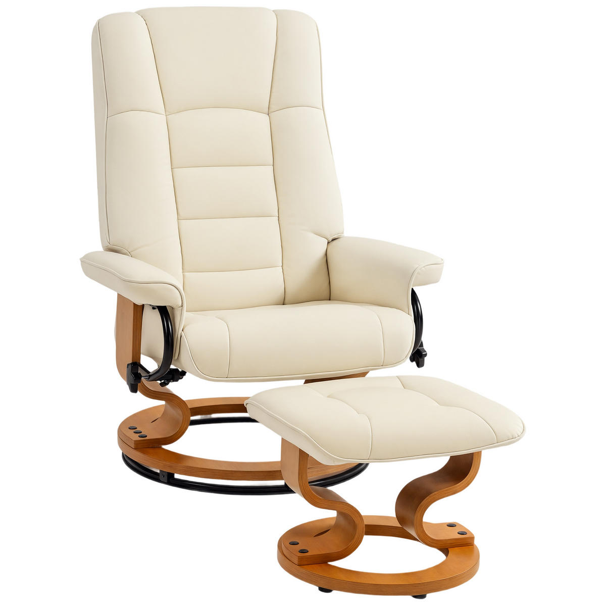 RELAXSESSEL DE-17407 130° neigbar, 360° drehbar mit Fußstütze Creme - Creme, Holz (85/104/76cm) - ComfortXL
