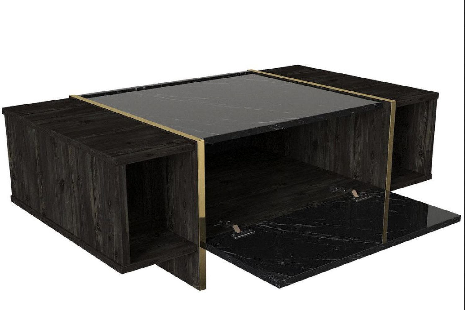 COUCHTISCH 103,8 x 37,3 x 60 cm Dunkelgrau Wohnzimmertisch - Schwarz, Holzwerkstoff (37/104/60cm) - Ibonto