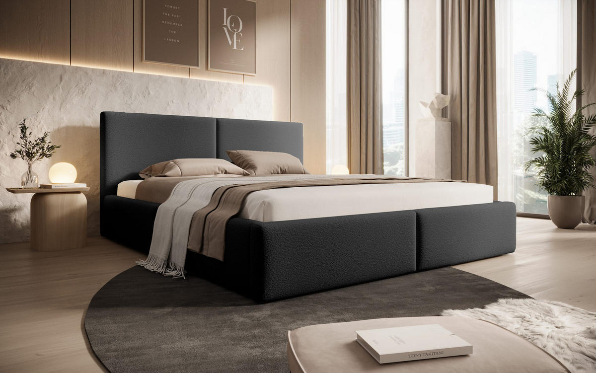 POLSTERBETT Toreira Slim 140x200 cm Schwarz - Schwarz, Holz/Textil (140/200cm) - Fedve
