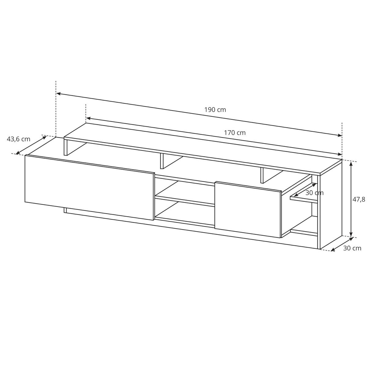 WOHNWAND ALVDAL SET1 ABS-Kante Eiche Anthrazit - Anthrazit, Glas/Holzwerkstoff (260/172/40cm) - Komodee