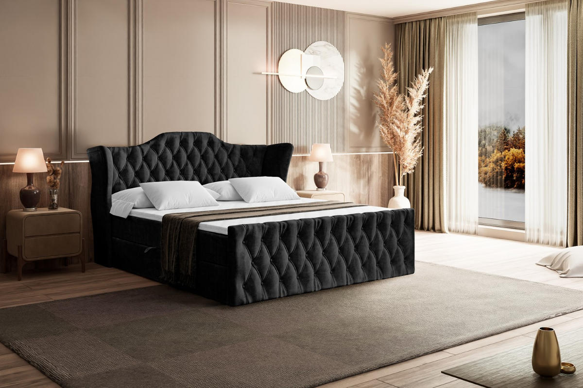 BOXBETT VILA-Z - 120x200 cm - H3 - Schwarz - Schwarz, Holzwerkstoff (120/200cm) - ALTDECOR