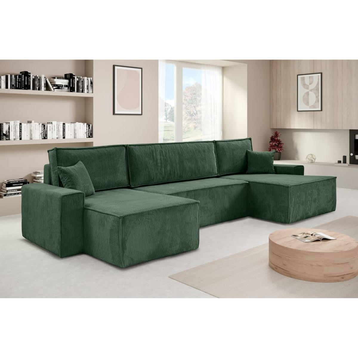 WOHNLANDSCHAFT Hektor U mit Schlaffunktion grün - Grün, Textil (377/94/152cm) - Beautysofa