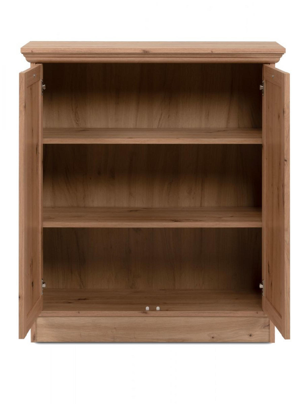 KOMMODE Eiche Artisan 80 cm Landhaus, Sideboard 2-türig - Eichefarben/Silberfarben, Holzwerkstoff/Metall (80/90/35cm) - Furn.Design