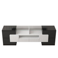 TV-ELEMENT145X30X51CM mit LED-Beleuchtung und Glasoberfläche Hochglanz Weiß - Weiß, Holz (38/35/53.59cm) - Raelunyi