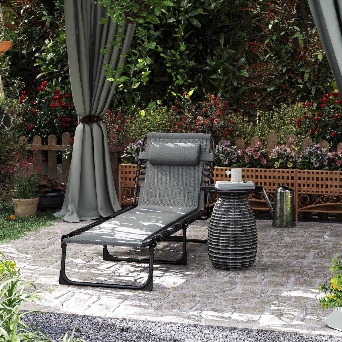SONNENLIEGE klappbar - Dunkelgrau, Kunststoff (68/36/189cm) - Outsunny