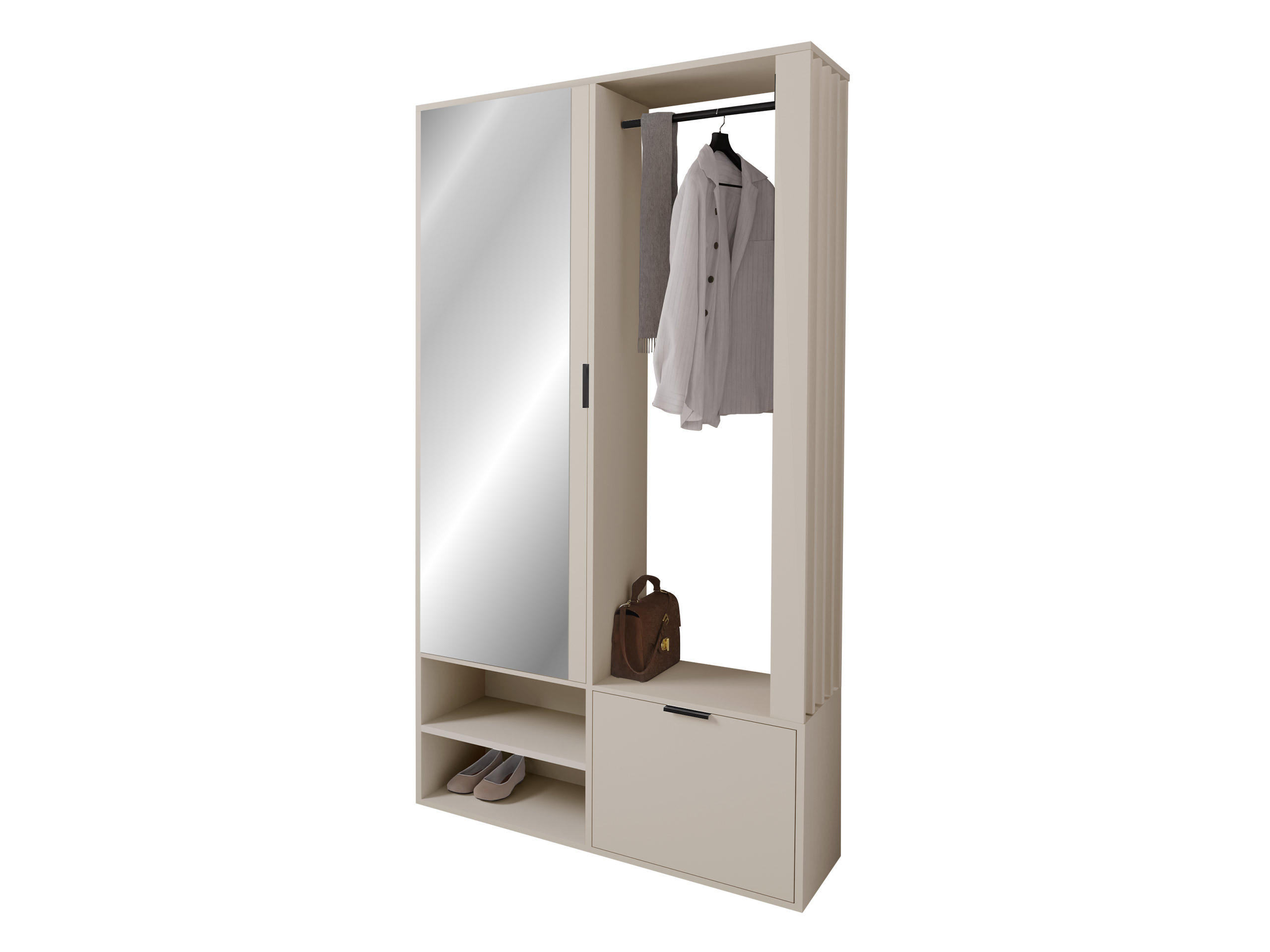 GARDEROBE Milo - Kaschmir/Schwarz, Holzwerkstoff/Kunststoff (100/190/33cm) - MIRJAN24