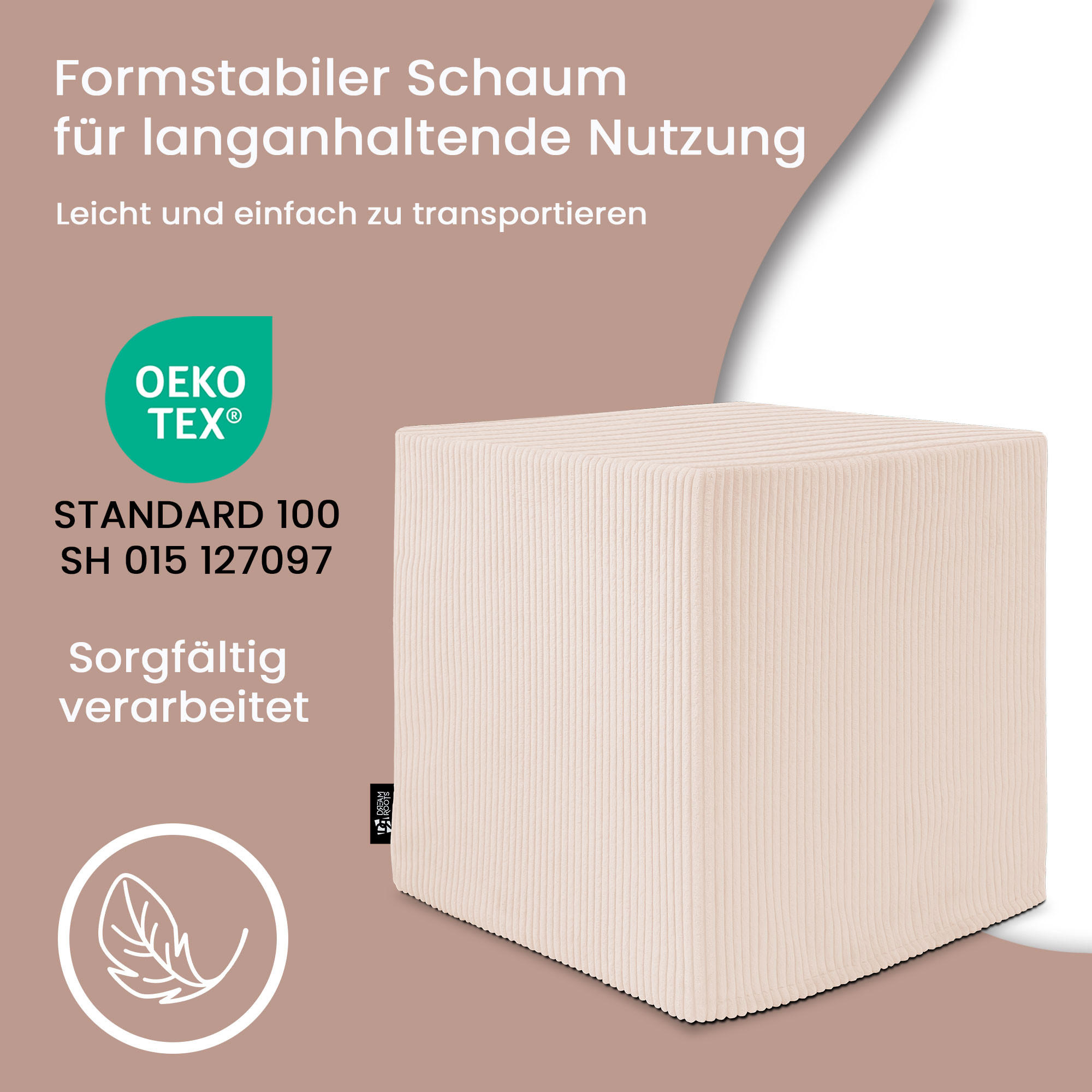 Dreamroots Sitzwürfel Creme 50x50x50 cm