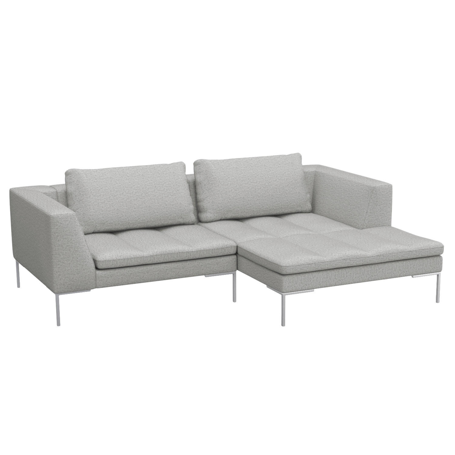 ECKSOFA mit breitem Ottomane - Webstoff - Chromfarben/Hellgrau, Textil/Metall (244/170cm) - home24