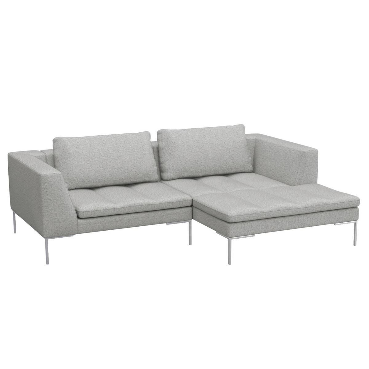 ECKSOFA mit breitem Ottomane - Webstoff - Chromfarben/Hellgrau, Textil/Metall (244/170cm) - home24