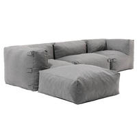 GARTENSOFA mit 4 Sitzplätzen, Grau - Grau, Textil - Oviala