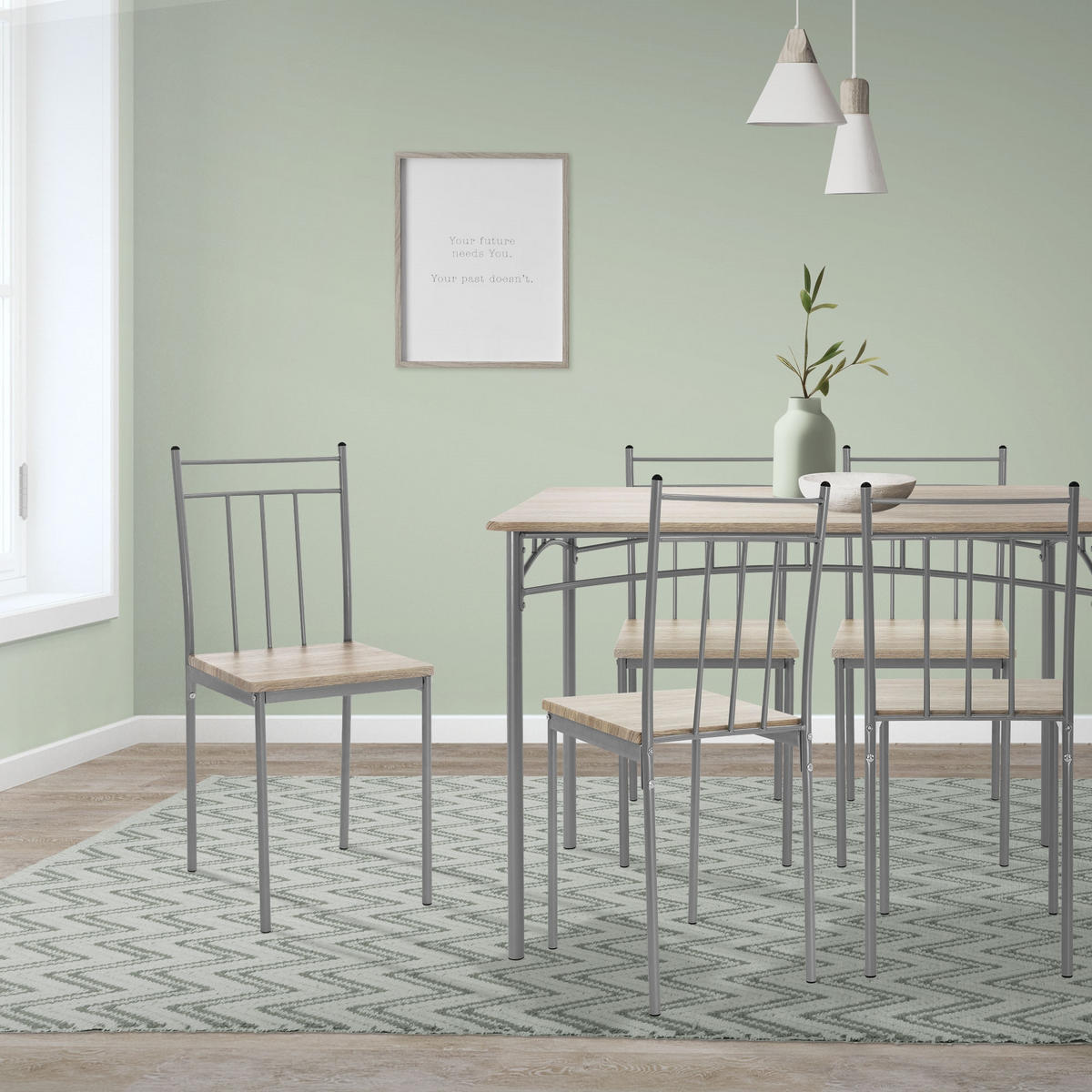 ESSTISCH Set Eiche hell - Beige, Metall (70/82.5/110cm) - ML-DESIGN