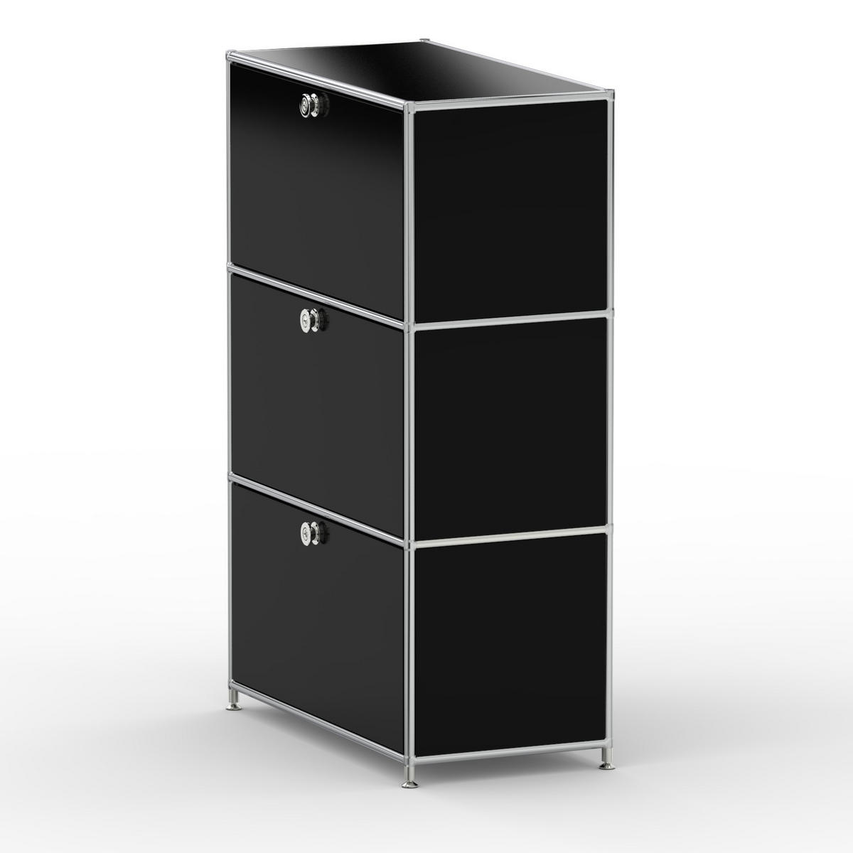 HOCHSCHRANK, 3 Klappen, Schloss, Breite 77 cm, Graphitschwarz - Chromfarben/Silberfarben, Metall (40/118/77.2cm) - Versee