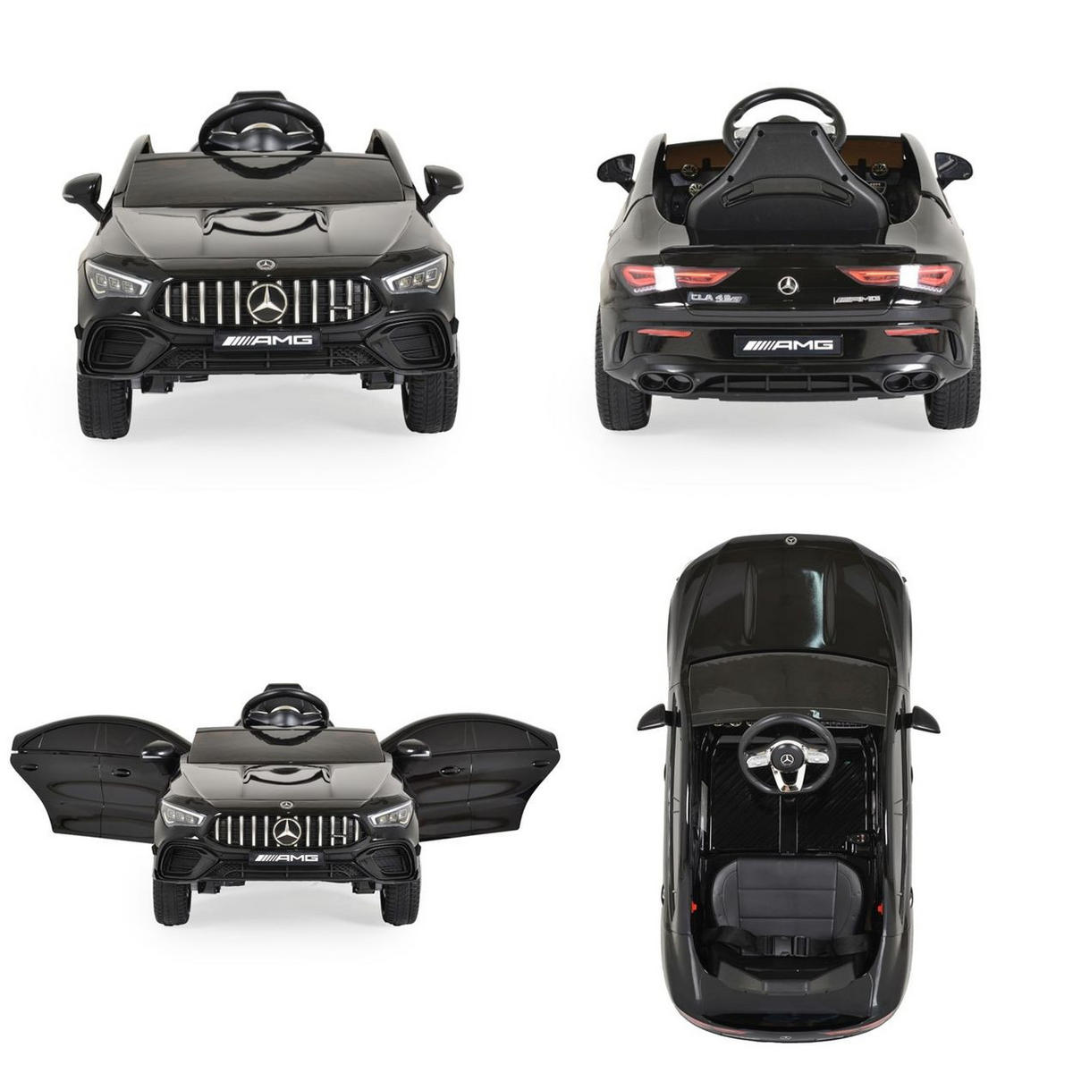 ELEKTROAUTO Mercedes-AMG CLA 45 schwarz 45 Bluetooth Fernbedienung vier Motoren - Schwarz, Kunststoff (110/52/45cm) - Moni