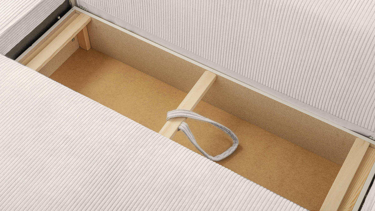 WOHNLANDSCHAFT Cedria Weiß 389/145/85 cm mit Schlaffunktion - Creme/Schwarz, Kunststoff/Textil (389/85/145cm) - AX Living