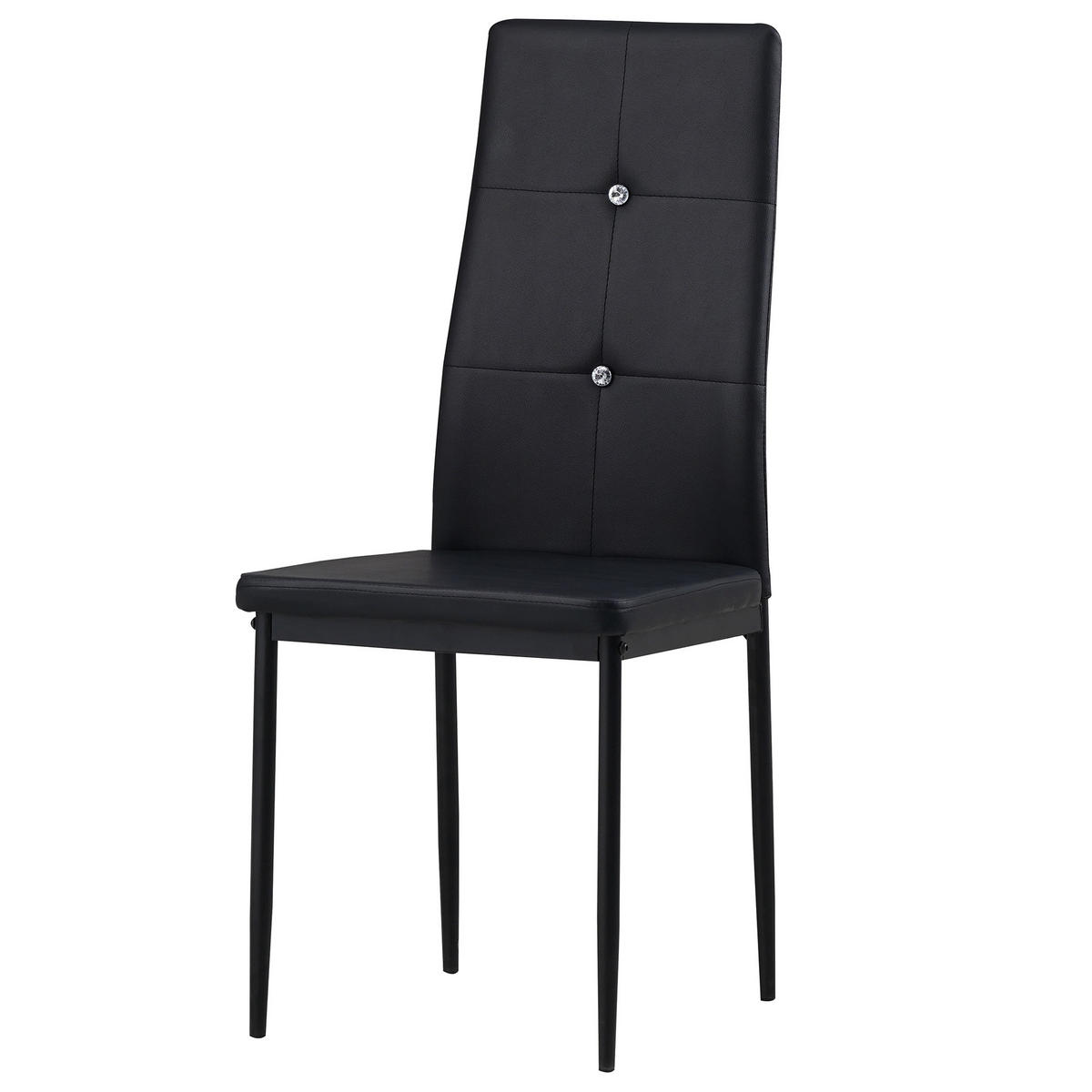 STUHL DIAMOND Lederimitat Metallbeine 4er Set Schwarz - Grau, Kunststoff/Metall (42/98/40cm) - Albatros