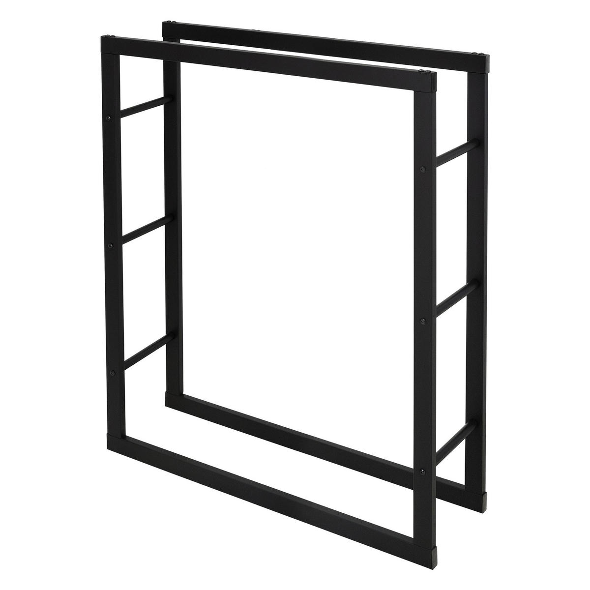 KAMINHOLZREGAL - Schwarz, Metall (25/100/80cm) - ML-DESIGN