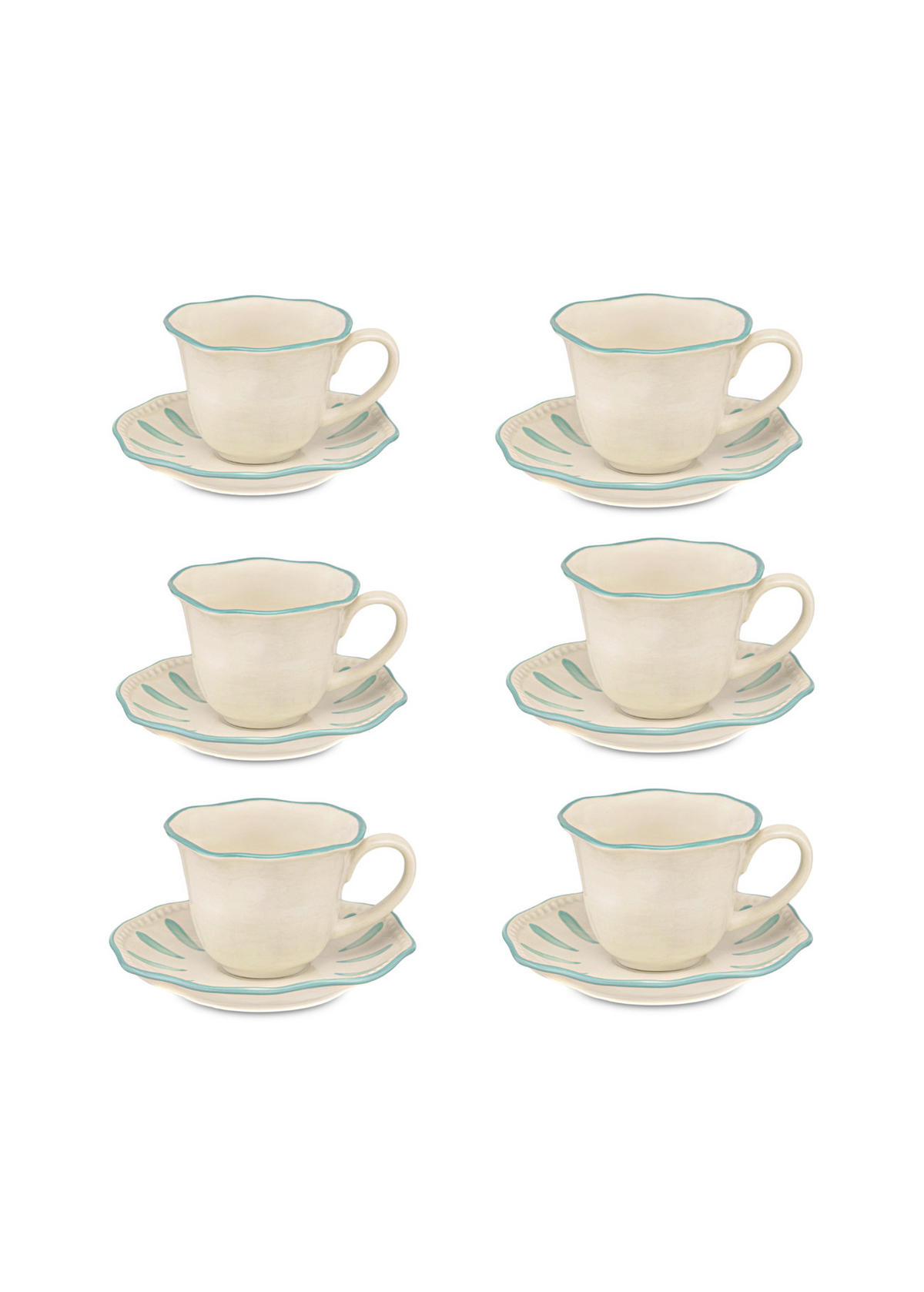 ESPRESSOTASSE mit Untertasse Domitilla Aqua Grün - Multicolor, Keramik (0.09L) - Rose & Tulipani