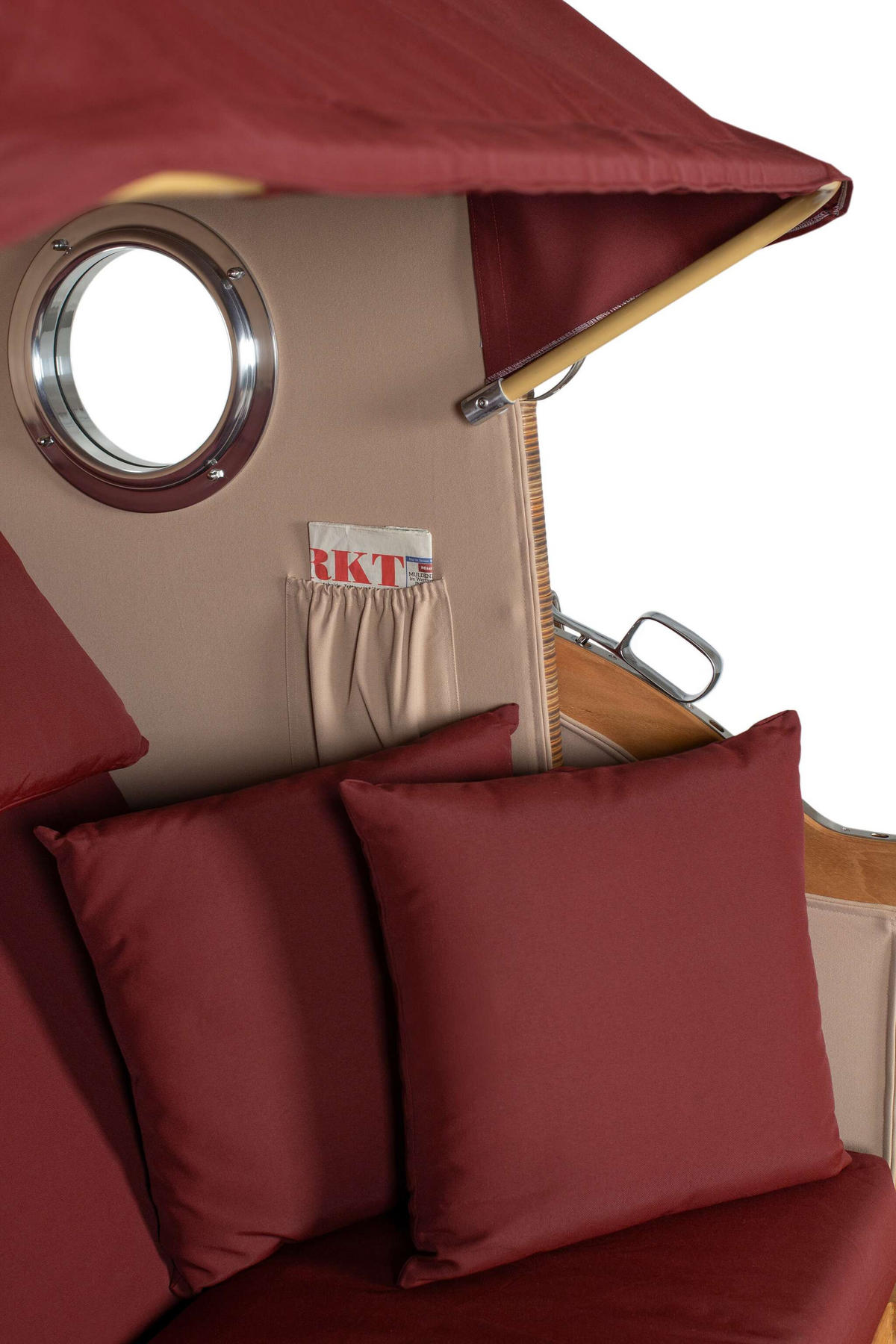 STRANDKORB XXL Düne Grande Teak Banana - Rot/Braun, Metall (142/170/95cm) - Mr. Deko