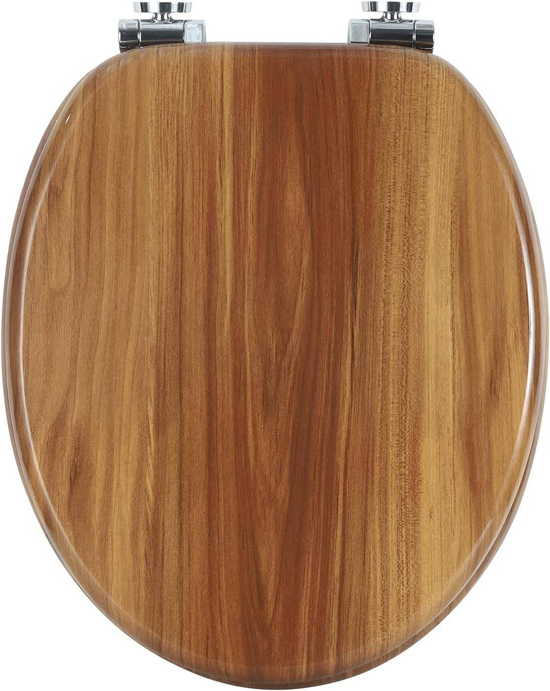 WC SITZ mit Absenkautomatik, MDF Holzkern, Antibakteriell - Braun, Holzwerkstoff (37/2.51/43cm) - Woltu
